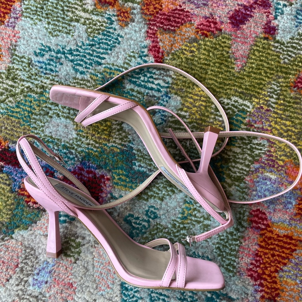 Cute Pink Strappy Steve Madden Barbie Heels - Square Toe size 8.5, worn once!